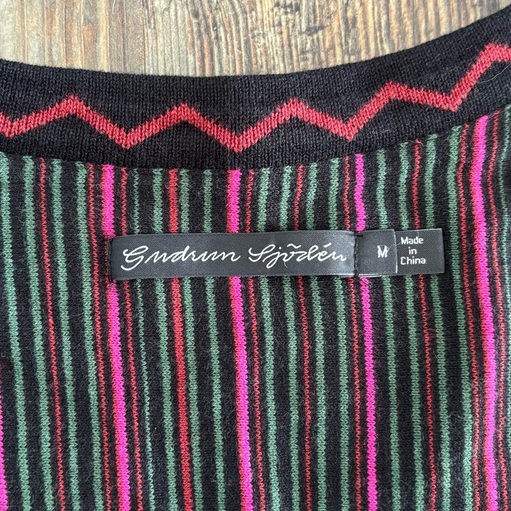Gudrun Sjödén Knit Cardigan Sweater Medium Black Pink Floral Bold 50% Org Cotton - Picture 4 of 12